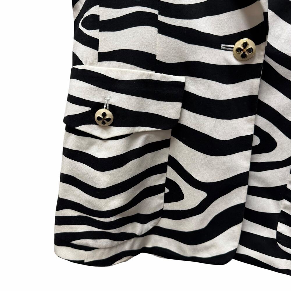 Vintage Escada Margaretha Ley Black White Zebra Print Short Sleeve Jacket US 8 - Picture 2 of 13